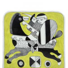 Diodoro Cossa Diodoro Cossa Vase Ceramic Chartreuse and Black Signed - 2842412
