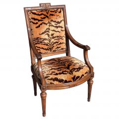 Directoire Arm Chair W Scalamandre Tigre Silk Velvet Joanna Carson Estate - 4558139