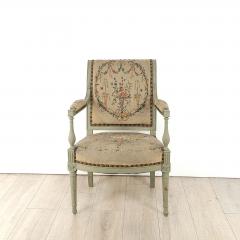 Directoire Grey Green Armchair 19th century - 3490664