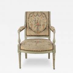 Directoire Grey Green Armchair 19th century - 3493249