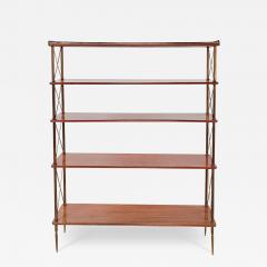Directoire Regency Style Neoclassical Brass Wood Narrow Set of Shelves - 3482353