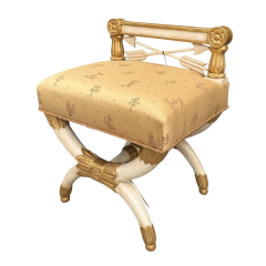 Directoire Style Giltwood Saber Leg Vanity Bench Stool - 4059506