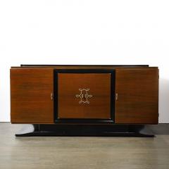 Directoire Style Sideboard in Book matched Walnut Black Lacquer on Plinth Base - 4038238