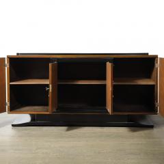 Directoire Style Sideboard in Book matched Walnut Black Lacquer on Plinth Base - 4038240