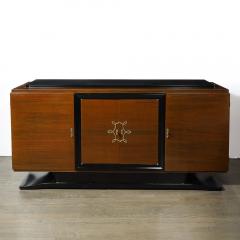 Directoire Style Sideboard in Book matched Walnut Black Lacquer on Plinth Base - 4038242