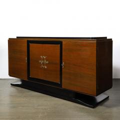 Directoire Style Sideboard in Book matched Walnut Black Lacquer on Plinth Base - 4038262