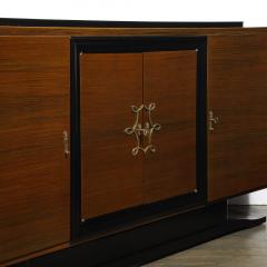 Directoire Style Sideboard in Book matched Walnut Black Lacquer on Plinth Base - 4038263