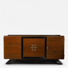 Directoire Style Sideboard in Book matched Walnut Black Lacquer on Plinth Base - 4039488