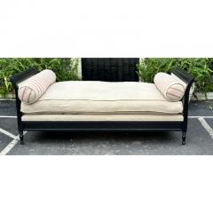 Directories Style Black Lacquer Linen Down Chaise Lounge Daybed - 2997103