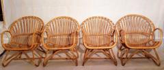 Dirk van Sliedregt Set of Four Rattan Lounge Chairs Center Table Dirk van Sliedregt 1960s - 1806003