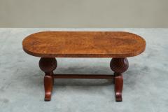 Distinct French Art Deco Burlwood Coffee Table with Carved Torsade Legs 1930s - 4677367