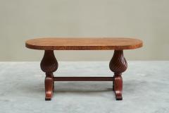 Distinct French Art Deco Burlwood Coffee Table with Carved Torsade Legs 1930s - 4677412