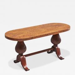 Distinct French Art Deco Burlwood Coffee Table with Carved Torsade Legs 1930s - 4682458