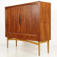 Distinctive Scandinavian Modern Teak Oak Tambour Door Cabinet - 2352908