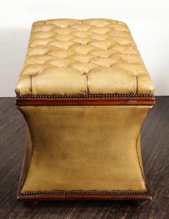 Distressed Olive Leather Flip Top Ottoman - 2098386