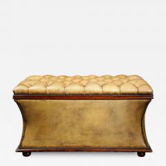 Distressed Olive Leather Flip Top Ottoman - 2099026