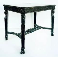 Distressed Painted Egyptian Revival Style Console Table with Inset Glass - 4117234