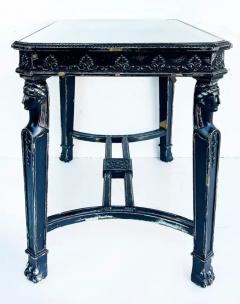 Distressed Painted Egyptian Revival Style Console Table with Inset Glass - 4117239