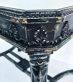 Distressed Painted Egyptian Revival Style Console Table with Inset Glass - 4117242