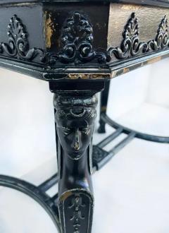 Distressed Painted Egyptian Revival Style Console Table with Inset Glass - 4117262