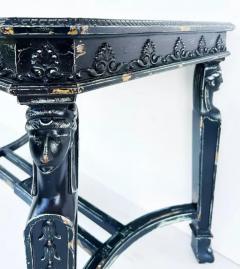 Distressed Painted Egyptian Revival Style Console Table with Inset Glass - 4117265