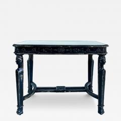 Distressed Painted Egyptian Revival Style Console Table with Inset Glass - 4120136