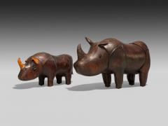Dmitry Omersa Abercrombie Fitch Dimitri Omersa Distressed Leather Rhino Footstools 1950s - 4094855