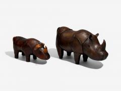 Dmitry Omersa Abercrombie Fitch Dimitri Omersa Distressed Leather Rhino Footstools 1950s - 4094856