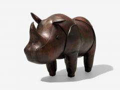 Dmitry Omersa Abercrombie Fitch Dimitri Omersa Distressed Leather Rhino Footstools 1950s - 4094857