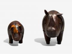 Dmitry Omersa Abercrombie Fitch Dimitri Omersa Distressed Leather Rhino Footstools 1950s - 4094858