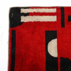 Documented Art Deco Machine Age Black White Red Cubist Tapestry - 4623031