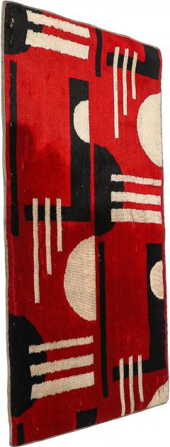 Documented Art Deco Machine Age Black White Red Cubist Tapestry - 4623448