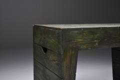 Dom Hans van der Laan Olive Green Table Desk by Dom Hans van der Laan Jan de Jong 1970s - 1960889