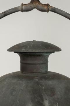 Domed Hexagonal Glass Paneled Iron and Copper Lantern - 3430823