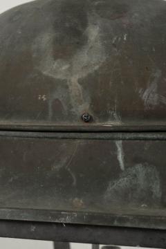 Domed Hexagonal Glass Paneled Iron and Copper Lantern - 3430829