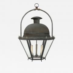 Domed Hexagonal Glass Paneled Iron and Copper Lantern - 3431643