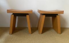Dominic Chambon Pair of Hand Stitched Leather Stools - 2554284