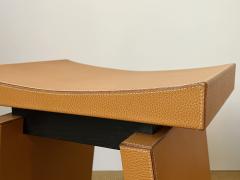 Dominic Chambon Pair of Hand Stitched Leather Stools - 2554291