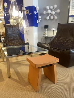 Dominic Chambon Pair of Hand Stitched Leather Stools - 2555775
