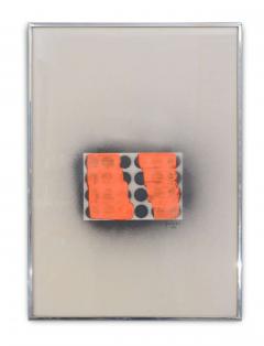 Domoto Hisao Japanese Works on Paper of Orange Rectangles Overlapping Circles - 4516435