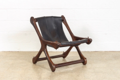 Don Shoemaker MID CENTURY MEXICAN DON SHOEMAKER ROSEWOOD BLACK LEATHER LOUNGE CHAIR - 2696913