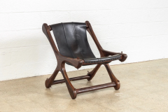 Don Shoemaker MID CENTURY MEXICAN DON SHOEMAKER ROSEWOOD BLACK LEATHER LOUNGE CHAIR - 2697150