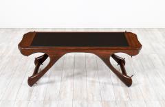 Don Shoemaker Sculpted Rosewood Leather Coffee Table for Se al Furniture - 2908047