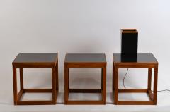 Donald Clarence Judd Set of 3 Minimal Teak and Laminate Cube Tables in the Style of Donald Judd - 1034753