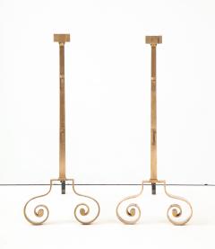 Donald Deskey 1940s Rose Brass Large Andirons - 1323365