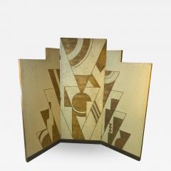 Donald Deskey ART DECO GEOMETRIC DESIGN THREE PANEL ROOM SCREEN IN THE MANNER OF DONALD DESKEY - 1806925