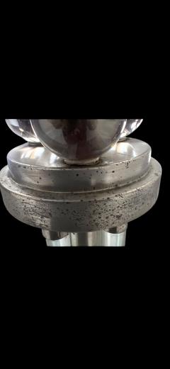 Donald Deskey ART DECO MODERNIST NICKELED BRONZE GLASS BALL GLASS ROD TORCHIERES - 4474728