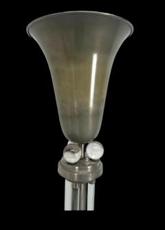 Donald Deskey ART DECO MODERNIST NICKELED BRONZE GLASS BALL GLASS ROD TORCHIERES - 4474730