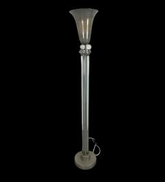 Donald Deskey ART DECO MODERNIST NICKELED BRONZE GLASS BALL GLASS ROD TORCHIERES - 4474731