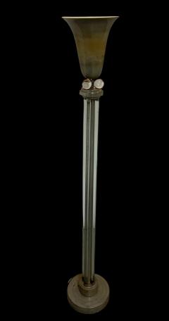 Donald Deskey ART DECO MODERNIST NICKELED BRONZE GLASS BALL GLASS ROD TORCHIERES - 4477939